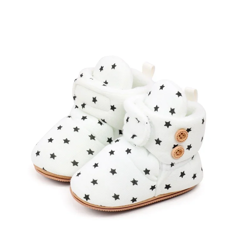 SUNSIOM 0-18 Months Newborn Baby Winter Boots Star Print Warm Cute Flats Casual Walking Shoes for Toddler Infant