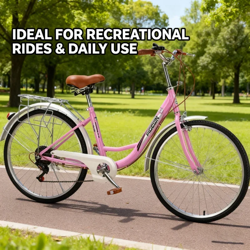 دراجة ريترو بينك لتغيير السرعة مقاس 24 بوصة/26 بوصة للجنسين ذات سرعة متغيرة وخفيفة الوزن وراقية للركاب للرجال والنساء #6