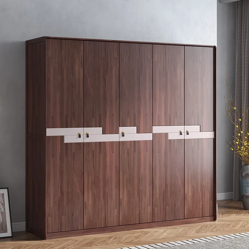 Nordic solid wood wardrobe swing door adult clothes storage cabinet household