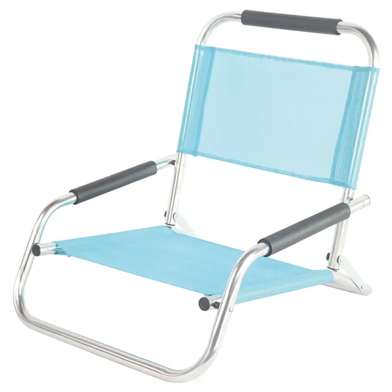 for Cheap Portable Folding Moon Beach Chair Foldable Lightweight Aluminum Frame Mesh Fabric Outdoor Furniture Comfortable