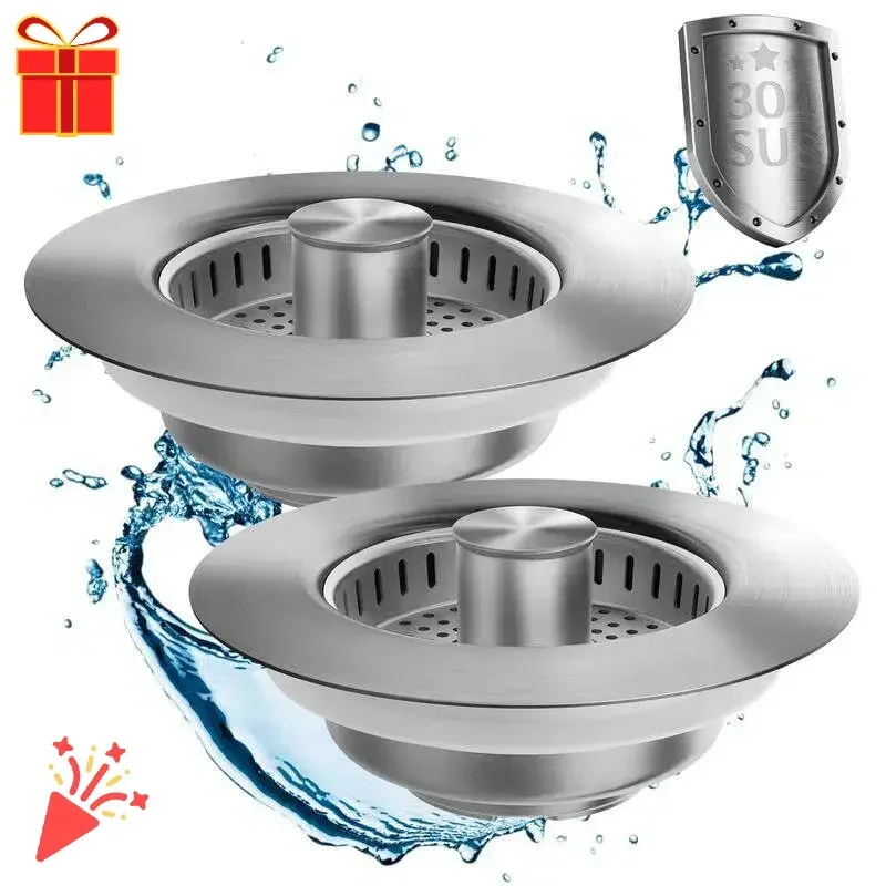 

US Standard 3-in-1 Sink Drain Strainer - 304 Steel Rustproof Fast Drain Plug