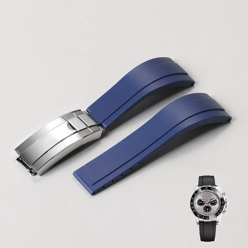 

Stainless Steel Butterfly Buckle Watch Strap for Rolex Black Water Ghost Green Submariner Daytona Men 20mm Rubber Watchband
