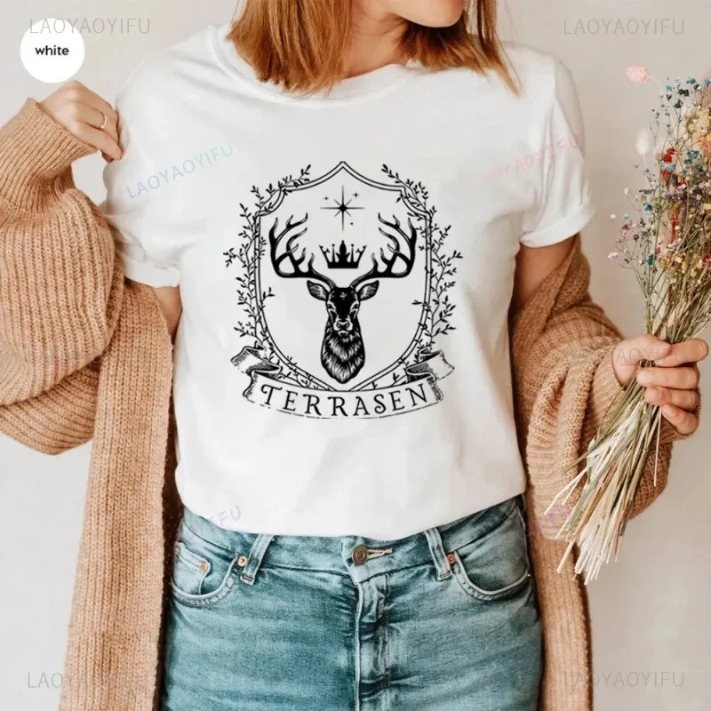 Terrasen T Shirt Throne of Glass Merch Sarah J Maas Bookish Women T-Shirt Booklover Gift ACOTAR Crescent City Velaris Cotton Tee