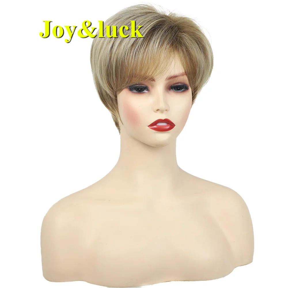 

Synthetic Bob Straight Blonde Wig With Bangs Natural No Shine Fashion Women Daily Wig