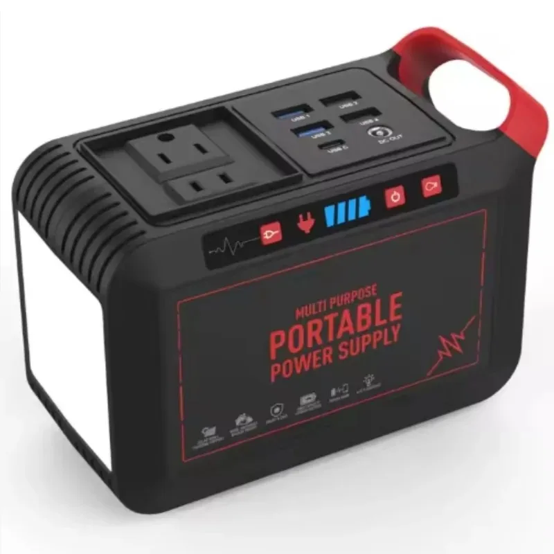 

US Universal UK Plug Portable Power Station Solar Generator Plastic Travel Hiking Outdoor Indoor Mini 80W 230V 300wh 4 X USB