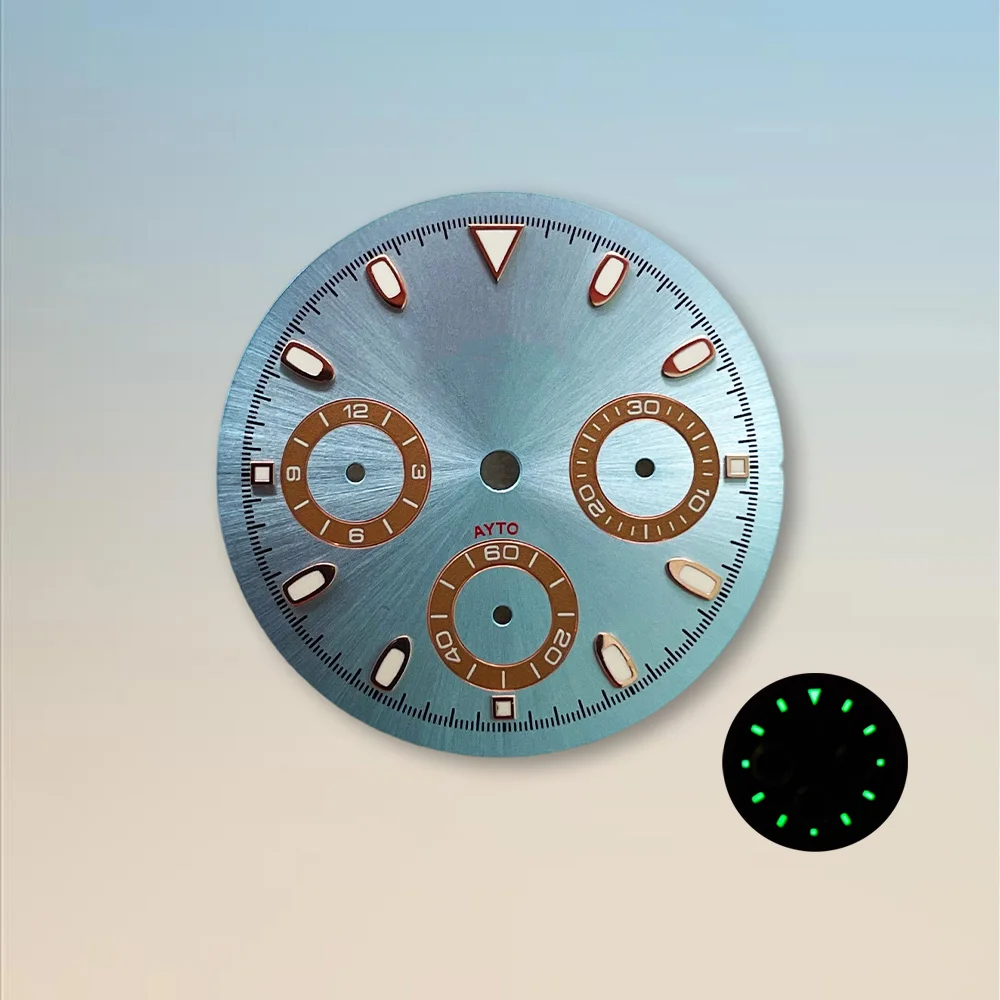 Watch modification parts 29.5mm S Dial DTN Panda Dial Fit VK63 Movement Green Luminous High-Quality Dial Watch Accessories