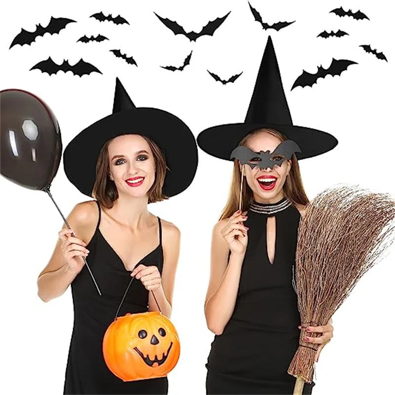 Halloween Witch Hats Adult Kids Black Witch Hats Masquerade Wizard Dressing Up Top Pointed Caps Cosplay Props Party Decoration