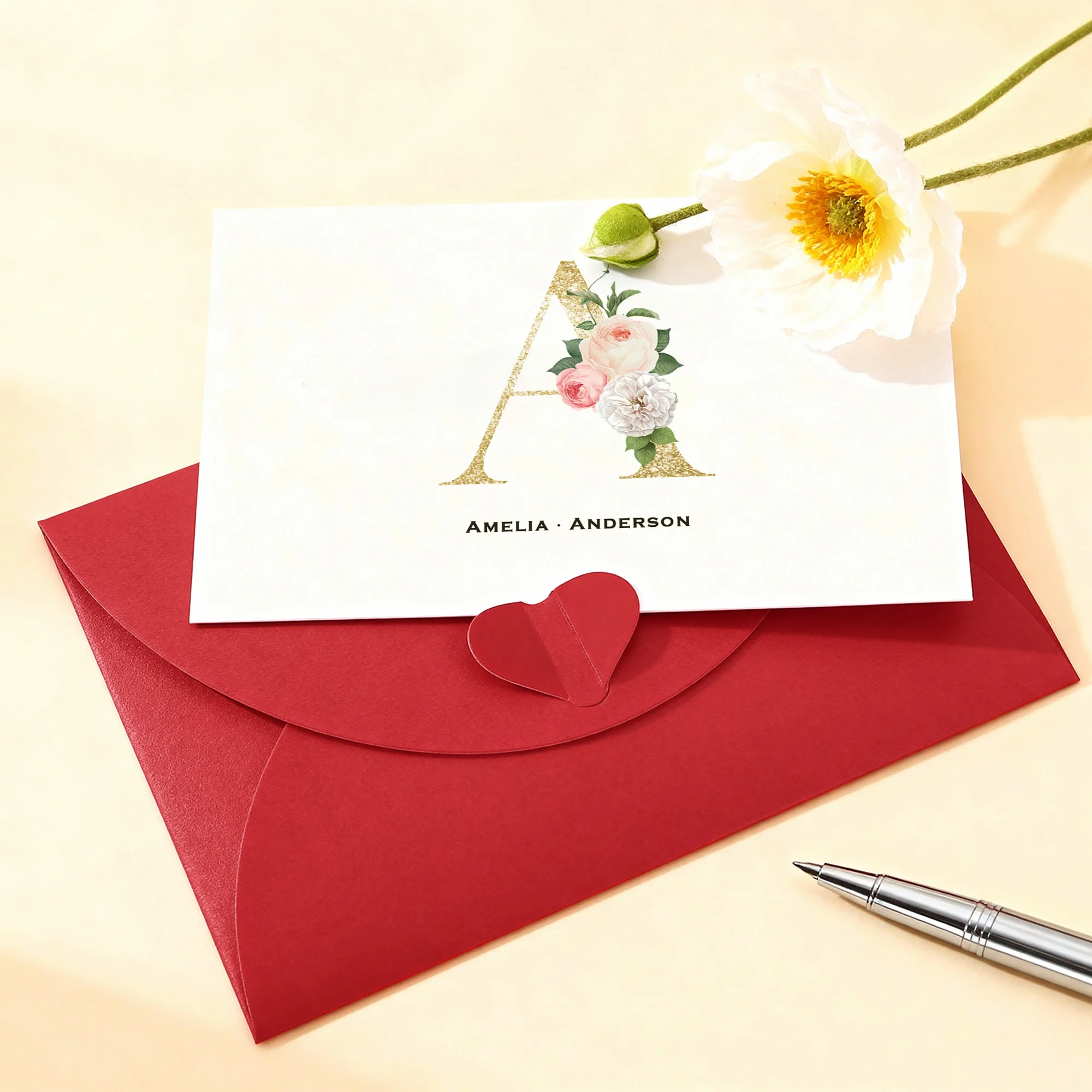 مغلفات مخصصة رسالة شخصية الأزواج شكرا لك بطاقات مع صورة/زفاف شكرا لك بطاقات ملاحظة/مذكرة قرطاسية مسطحة مخصصة