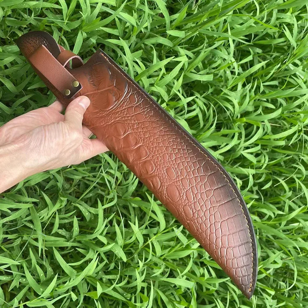 42.3cm Extended Knife Sleeve Real Leather Fixed Blade Knife Holsters Exquisite Embossed Cowhide Cover For Hunting Knife