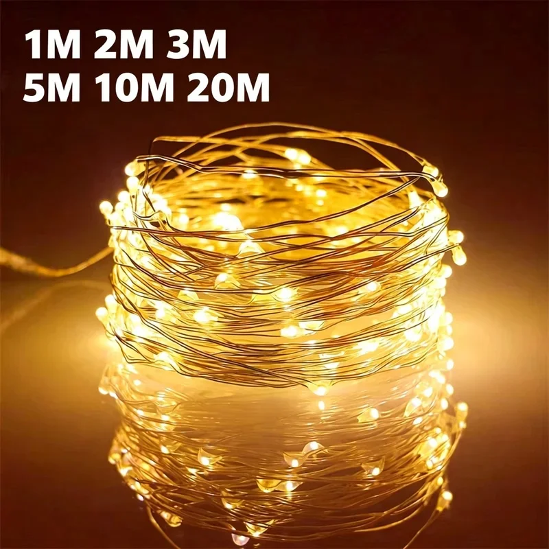 USB Led Fairy Lights Copper Wire String 1/2/3/5/10/20M 200LED Holiday Lamp Garland Tree Wedding Party Decoration