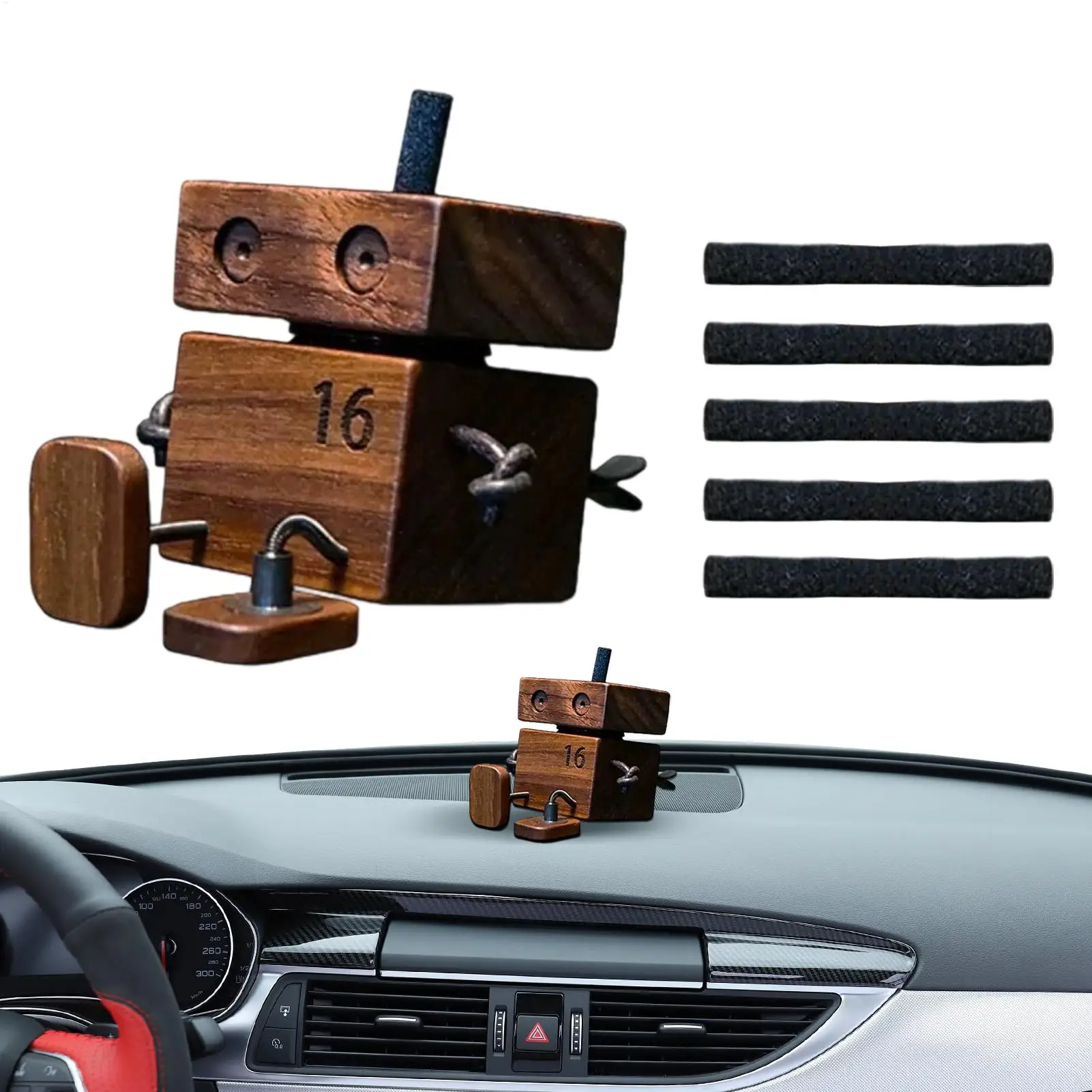 Wooden Shaking Man Dashboard Center Console Decoration Playful Auto Motion-Activated Funny Wood Air Freshener For Bedroom Decor