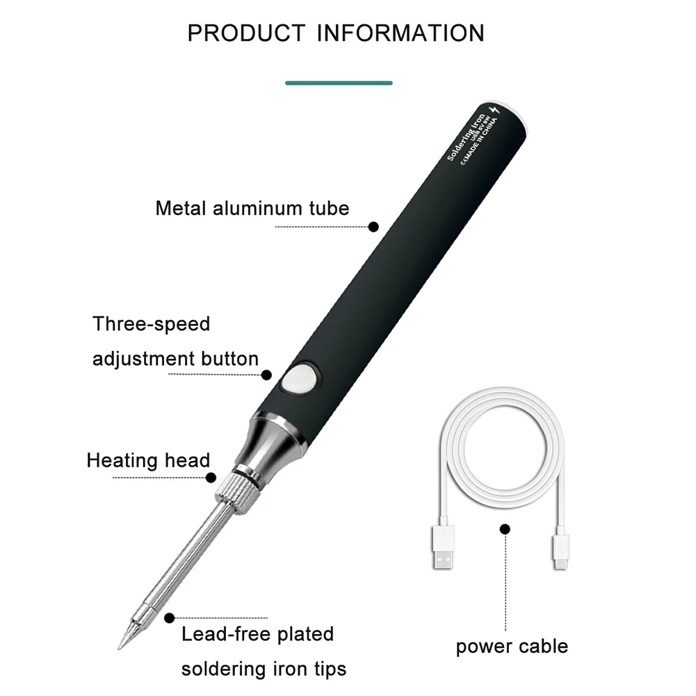 For Soldering Iron Kit with Three Heat Settings Quick Heating USB Tool for Easy Operation in Various Scenarios