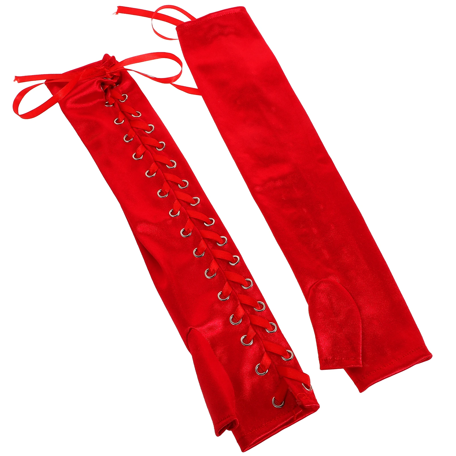 

1Pair Satin Ribbon Gloves Punk Style Adjustable Lace-Up Wrist Fit Soft Comfortable for Masquerade Ball Party Wear Elegant Long