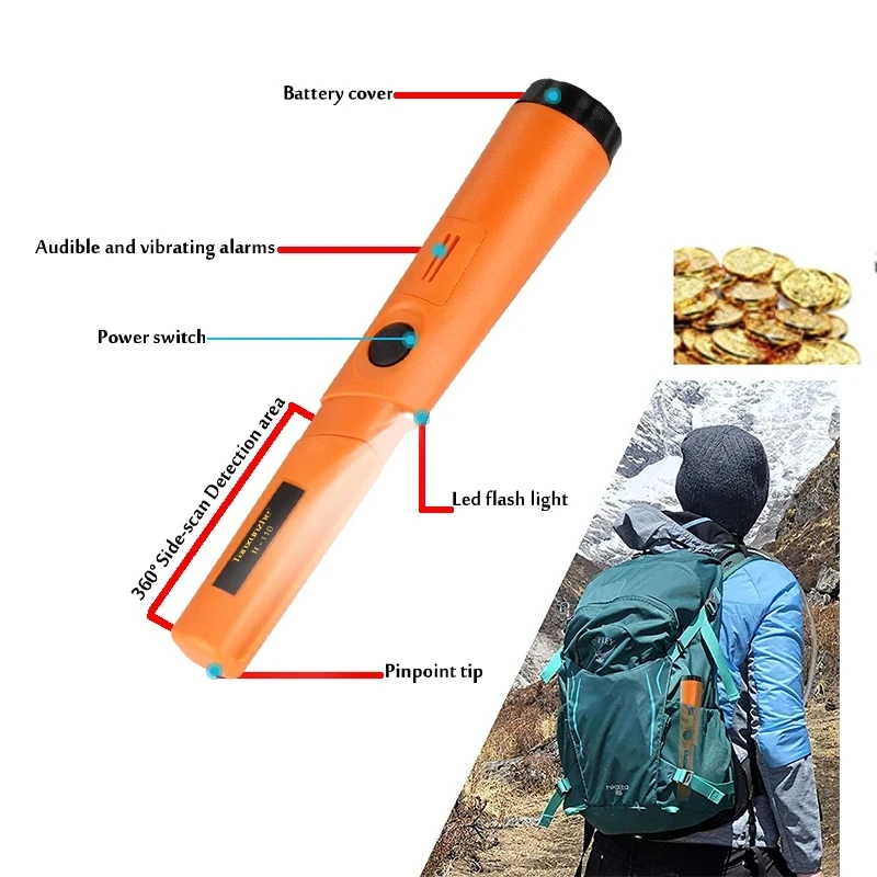 Imagem -03 - Detector de Metais Portátil Tc110 Pinpointer Gp-posicionamento Rod Ip68 Impermeável Hand Held