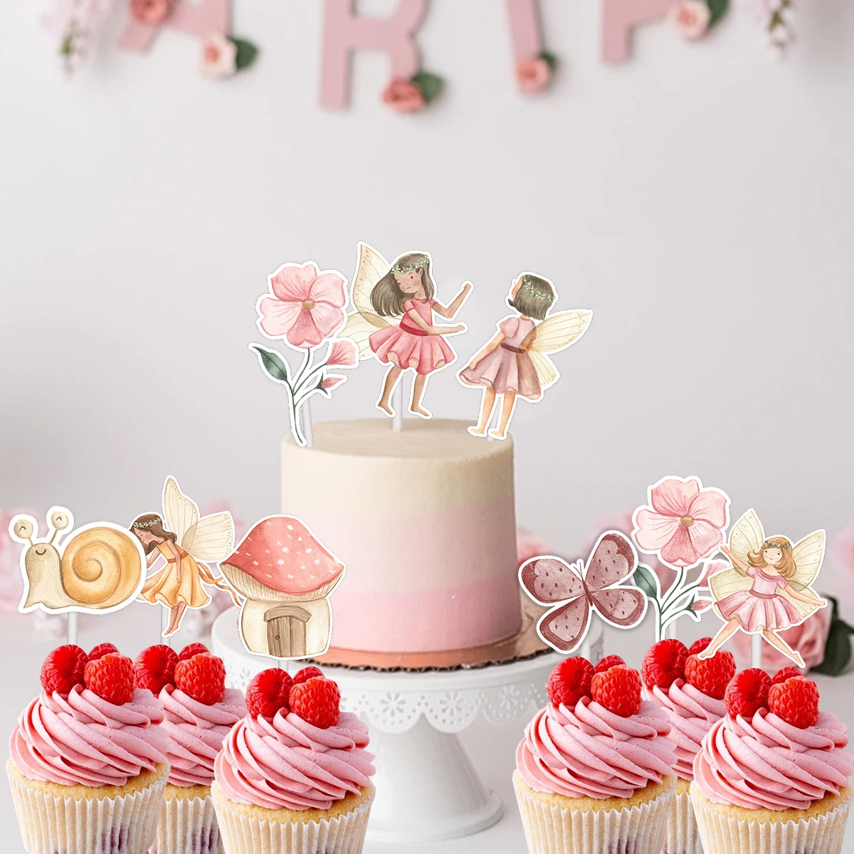 24 Stücke Schmetterling Fee Kuchen Topper Karton Insekt Papier Topper Für Mädchen Schmetterling Fee Alles Gute Zum Geburtstag Party Kuchen Dekorationen – Detail 1