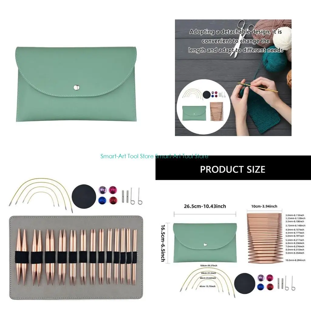 

13 пар сменных круговых спиц для начинающих, 3,0 мм-10 мм для вязания, плетения, свитера, кожаного чехла