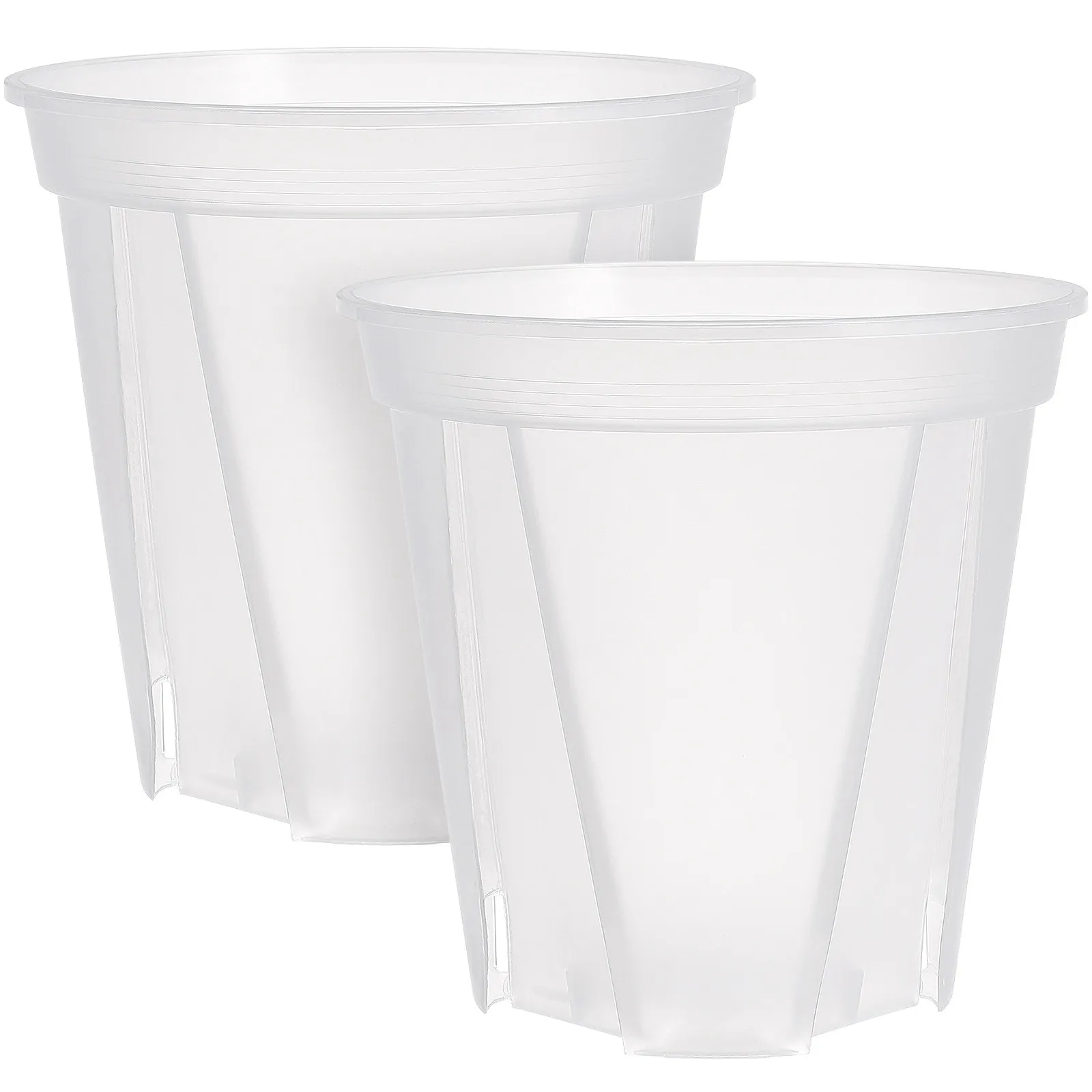 2Pcs Root Control Nursery Pots Transparent Plastic Drainage Holes for Succulents Cactus Herbs Small Plants Clear Plant
