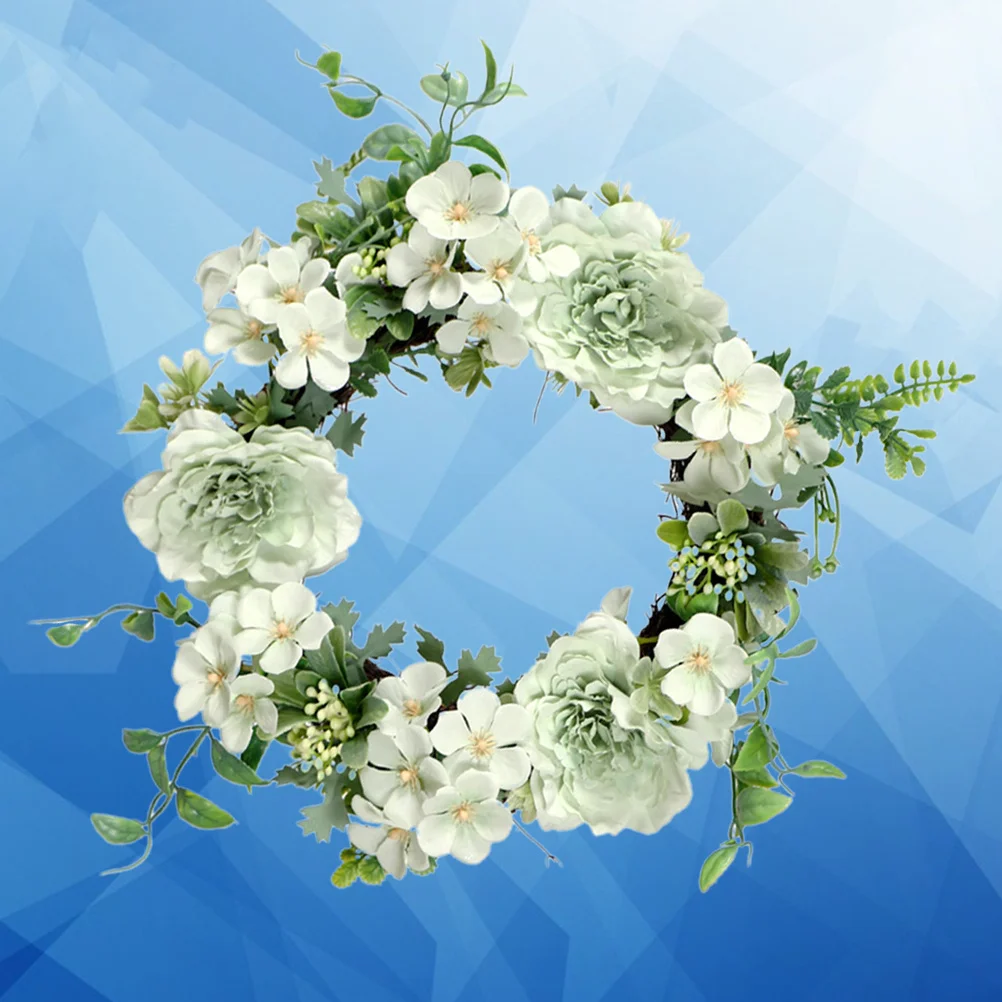 

Simulation Camellia Hanging Garland 30cm Cloth Material Green Wedding Home Door Decoration Festival Wall Flower Hanging