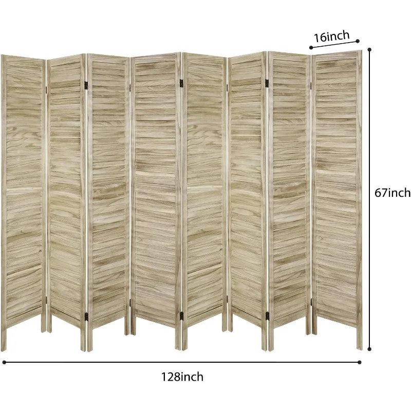 8 Panel Room Divider, Folding Privacy Screens Room Divider, Wooden Room Screen Divider Freestanding