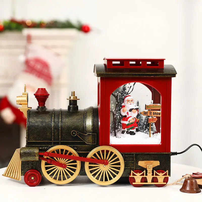 Factory Direct 2026 New Year's holiday atmosphere arrangement, decorative snow lights, music snow spray ornaments, Christmas flo