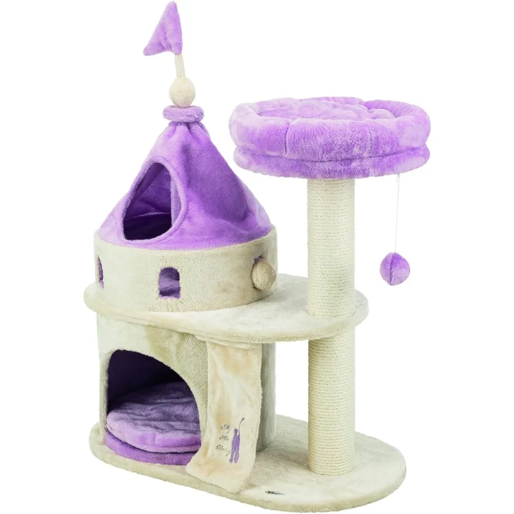 My Kitty Darling Castle Condo Cats Pet Products Scratching Post Tree for Cats Pom Pom Cat Supplies Home Garden Freight free