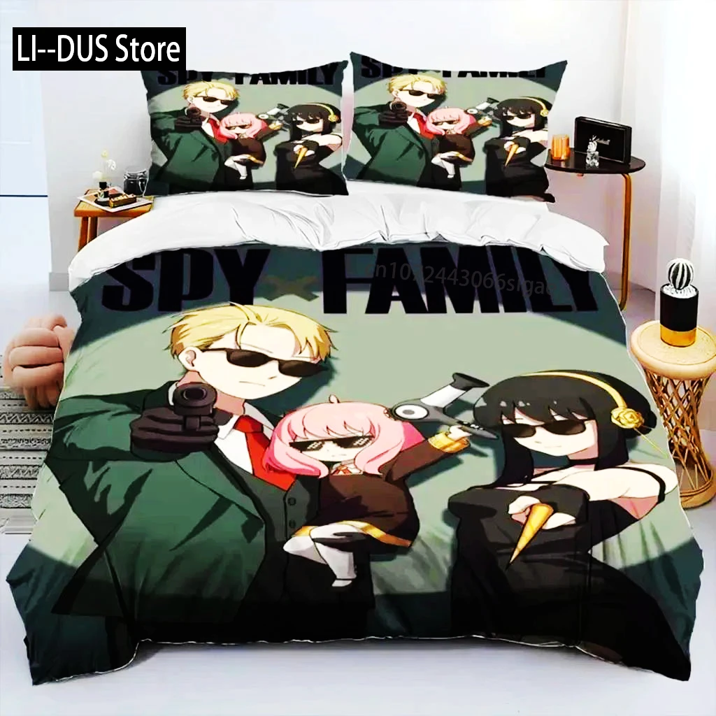 Anime SPY×FAMILY Anya Bedding Set Boys Girls Twin Queen Size Duvet Cover Pillowcase Bed Boys Adult Fashion Home Textileextile