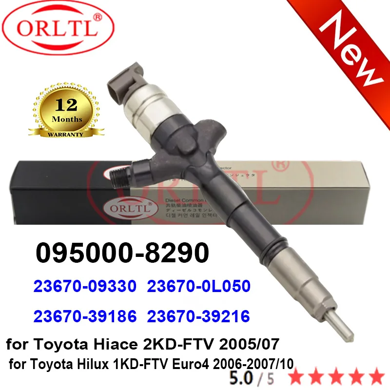 

ORLTL NEW 095000-8290 23670-09330 23670-0L050 Diesel Injector 23670-39186 23670-39216 for Toyota Hilux Hiace 1KD 2KD-FTV