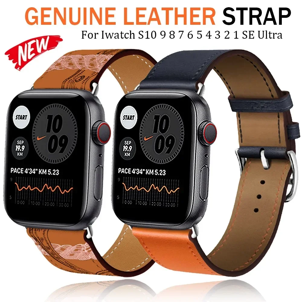 

For Apple Watch Series 10 46mm 42mm Leather Strap for iWatch S9 8 7 6 5 4 SE for iWatch Ultra 49mm 44 45 42mm 38 40 41mm