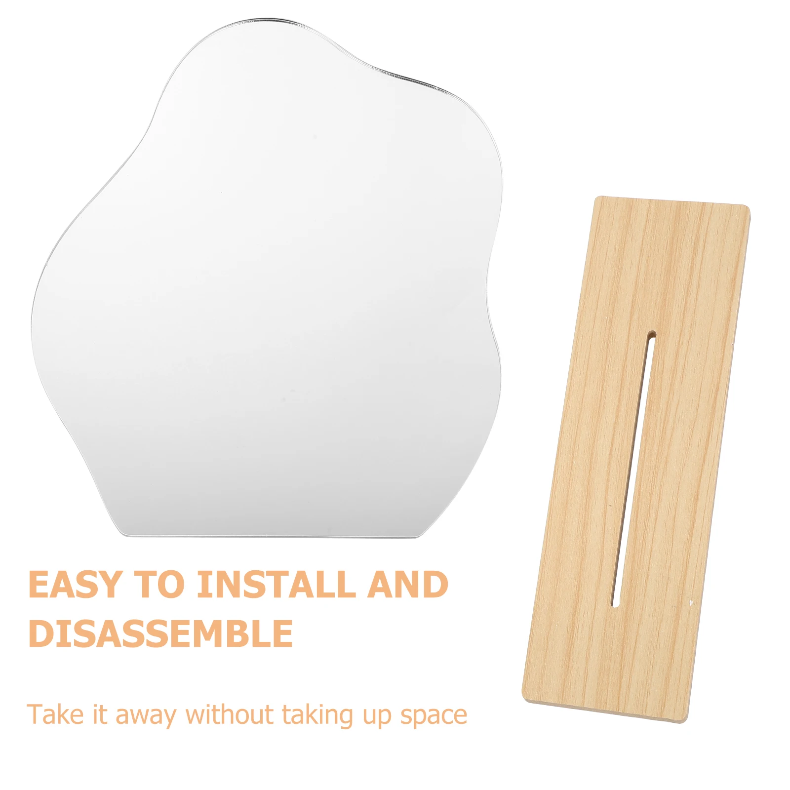 

Irregular Shape Mirror Clear Surface Stable Base Resin Material Bathroom Vanity Makeup Desktop Accessory