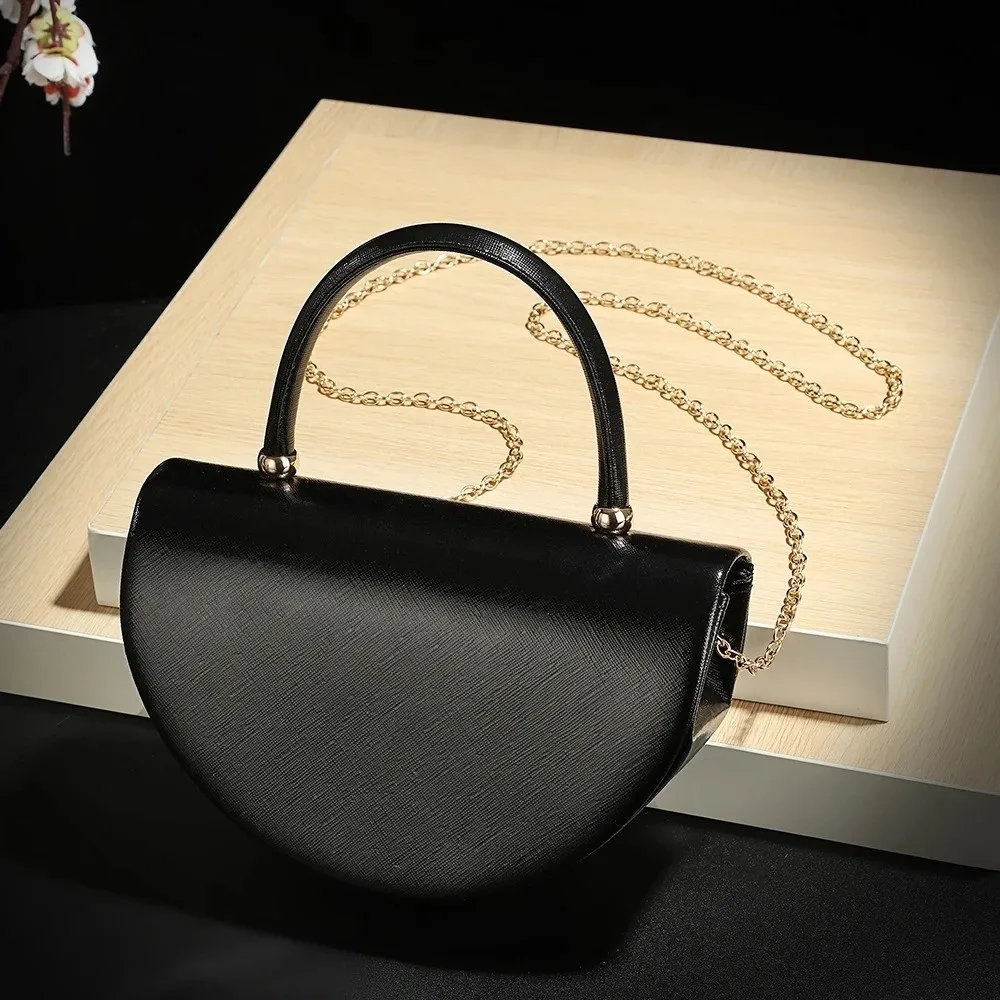 

Luxury Look Shiny Surface Evening Bag Square Half Moon Shoulder Bag Diamond Studs Clutch Bag Valentine's Day