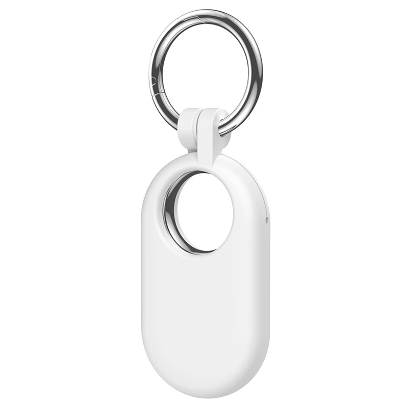 כיסוי הגנה רך מסיליקון עם טבעת ברזל עבור Samsung Galaxy Smarttag 2 Locator, לבן