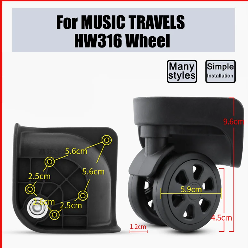 

For MUSIC TRAVELS HW316 Universal Wheel Replacement Suitcase Smooth Silent Shock Absorbing Wheel Accessories Wheels Casters