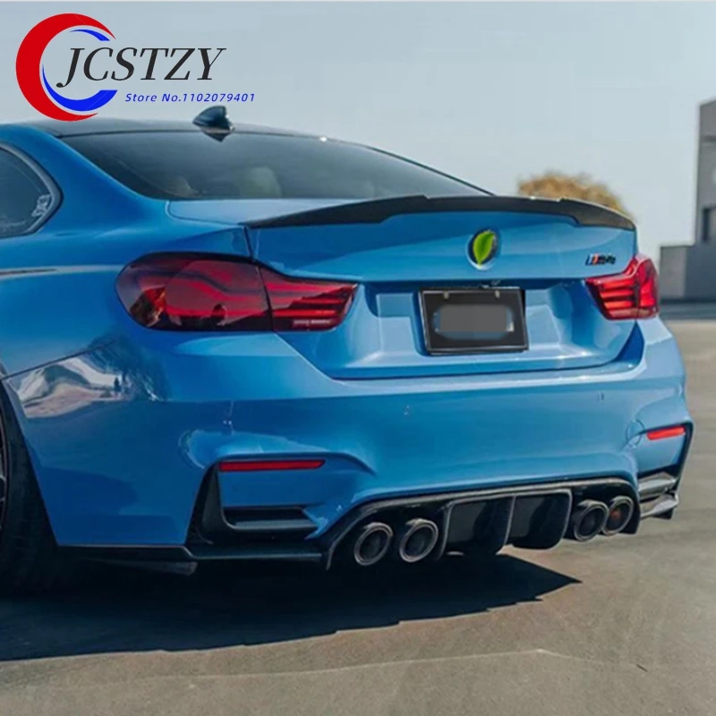 JCSTZY Für BMW 3er 4er F80 M3 F82 F83 M4 2014–2019 3PCS V-Stil Kohlefaser Auto Heckstoßstange Lip Spoiler Diffusor