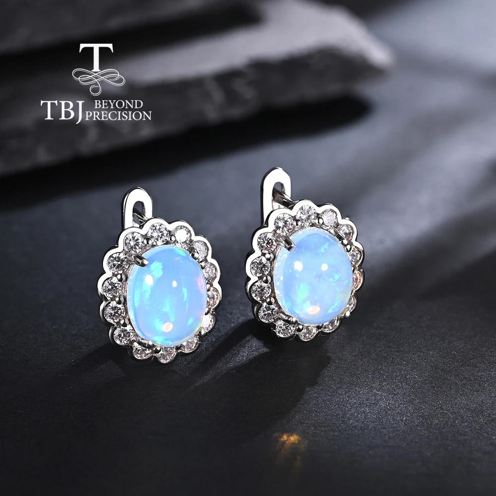 

Luxury fashion October Birthstone Natural Opal Earrings S925 silver rare light luxury ladies anniversary & engagement gift