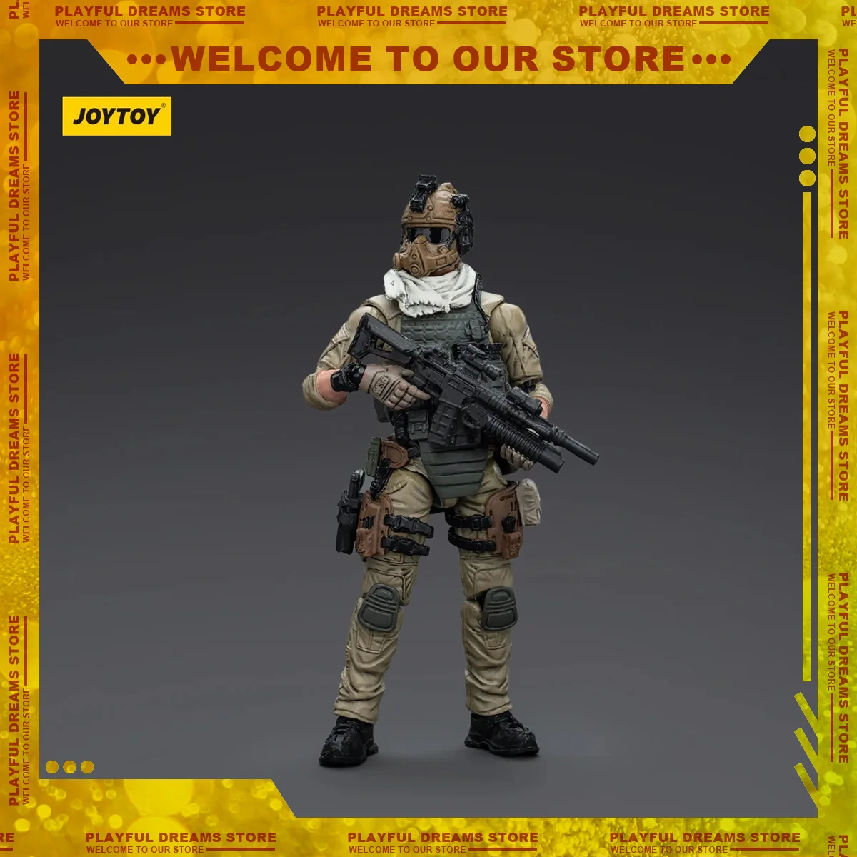 JOYTOY 1/18 U.S.Army Delta Assault Squad Action Figure Ondersteuning Gunner Breacher Sniper Machine Gunner Model Decoratie Ornament