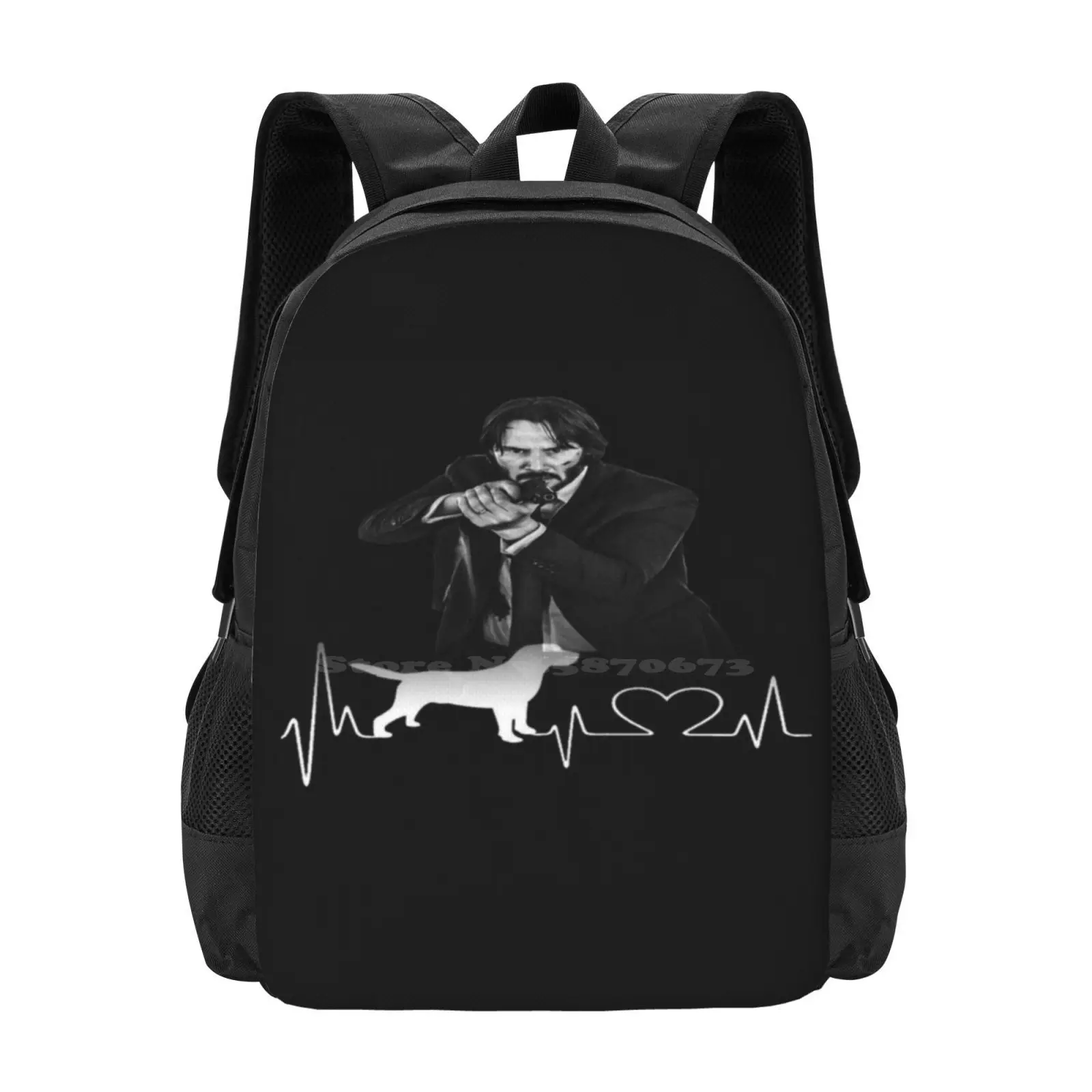 Keanu Reeves 3D Print Design Backpack Student Bag Keanu Reeves Jon Wick Dog Cat Vector Art Sketch Logo Cartoon Color