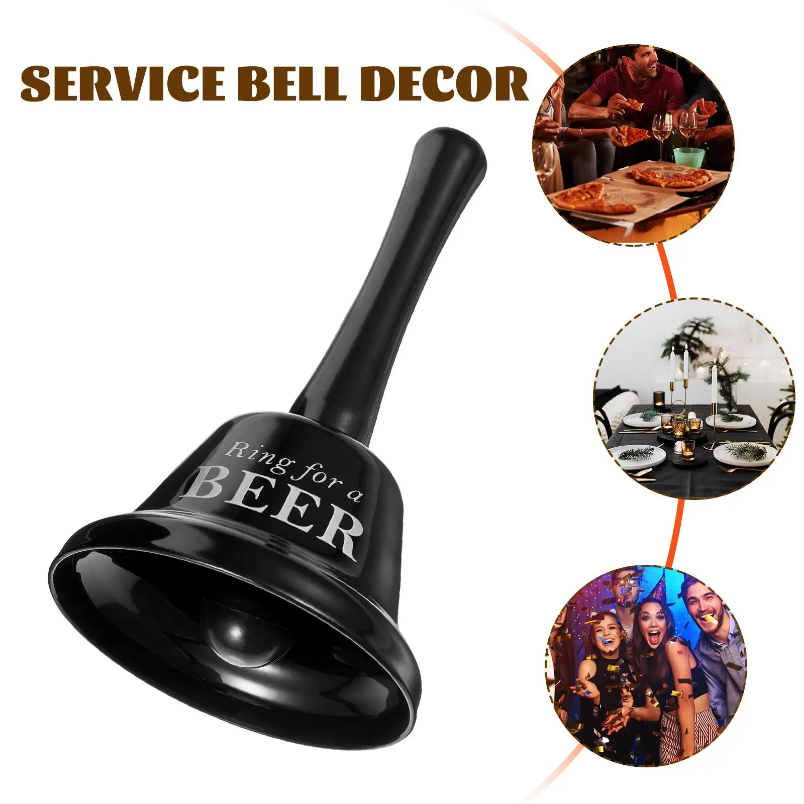 Alphabet Hand Bell Metal Service Black Vintage Cafe Dining Table Bachelor Held Ringing Bells Letter Shaker Storage