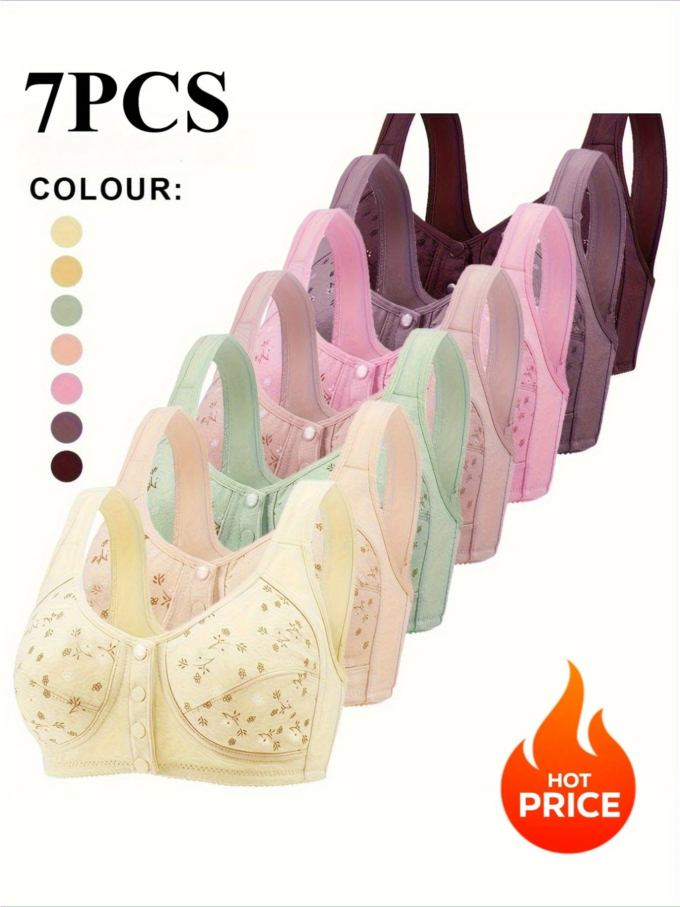 7 piezas de elegantes sujetadores de encaje con realce sin costuras para mujer, talla grande, lencería transpirable, uso durante todo el día para sujetar el busto, sujetador femenino