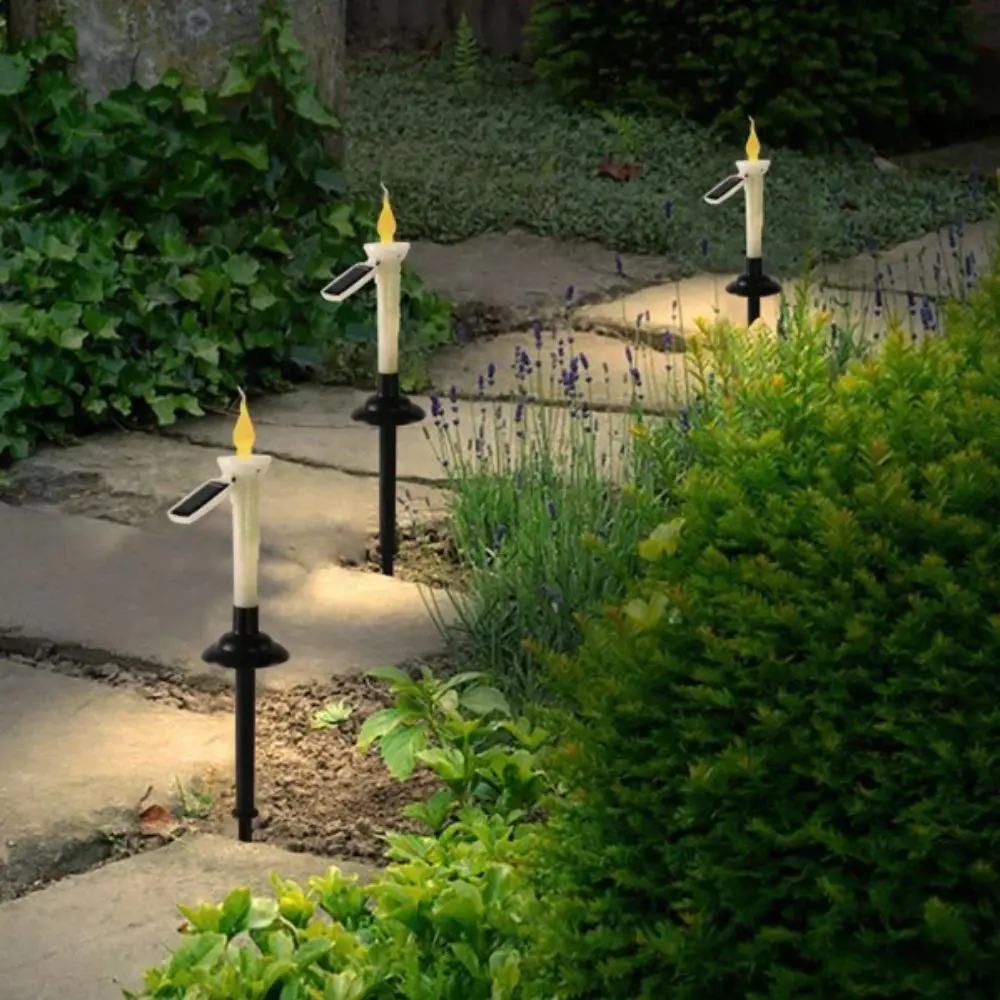 Waterproof Solar Candle Light Flameless LED Candles Solar Garden Light Dual-purpose With Candlesticks Holders
