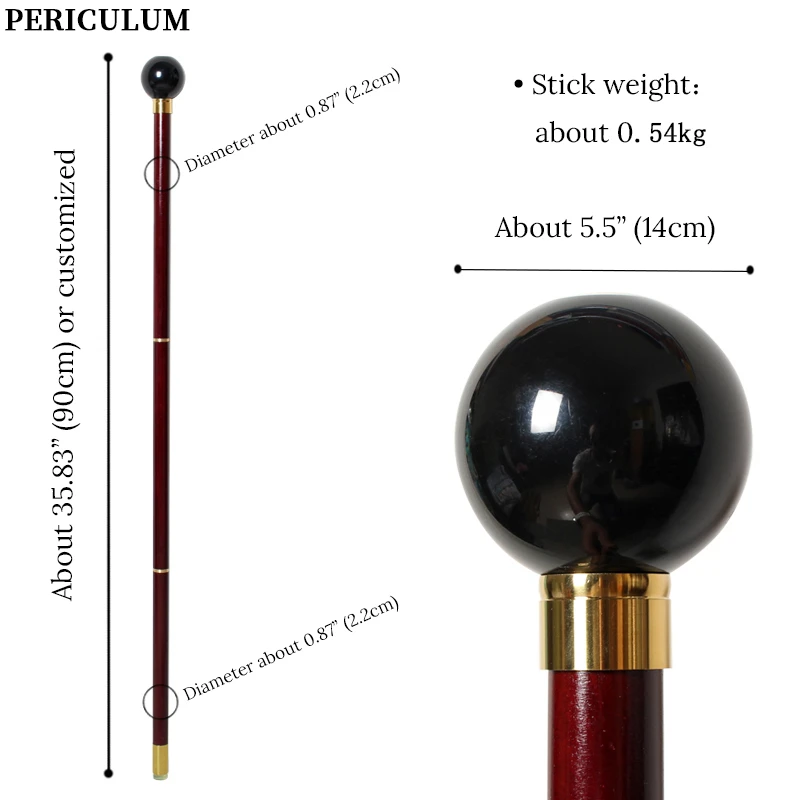 Unique Portable Walking Cane with Detachable Chinese Ironwood Black 8 Ball Handle Decorative Walking Stick for Men And Women
