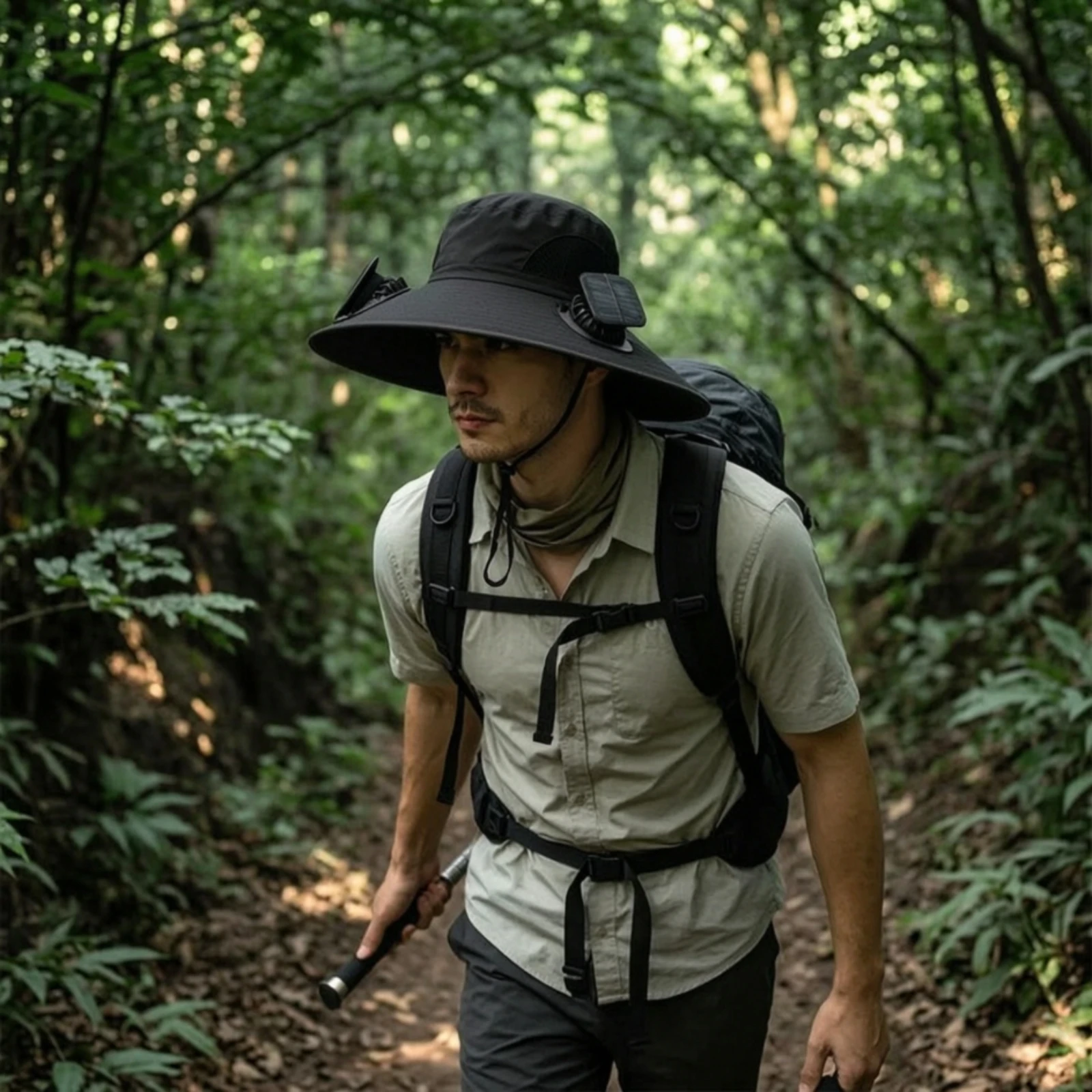 Fan Hat with Solar Panel Breathable Sun Hat with Solar Fan Protection Removable for Anglers, Fishing, Hiking
