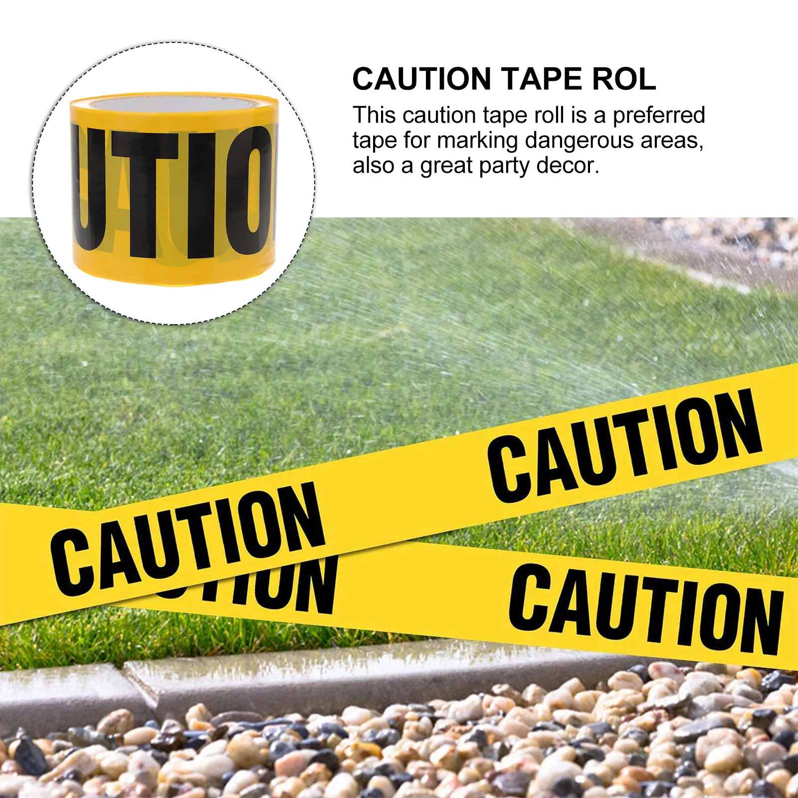 

1 Roll PE Caution Tape 7.5cm x 100m Yellow Black Lettering Weatherproof Safety Barricade Tape for Construction