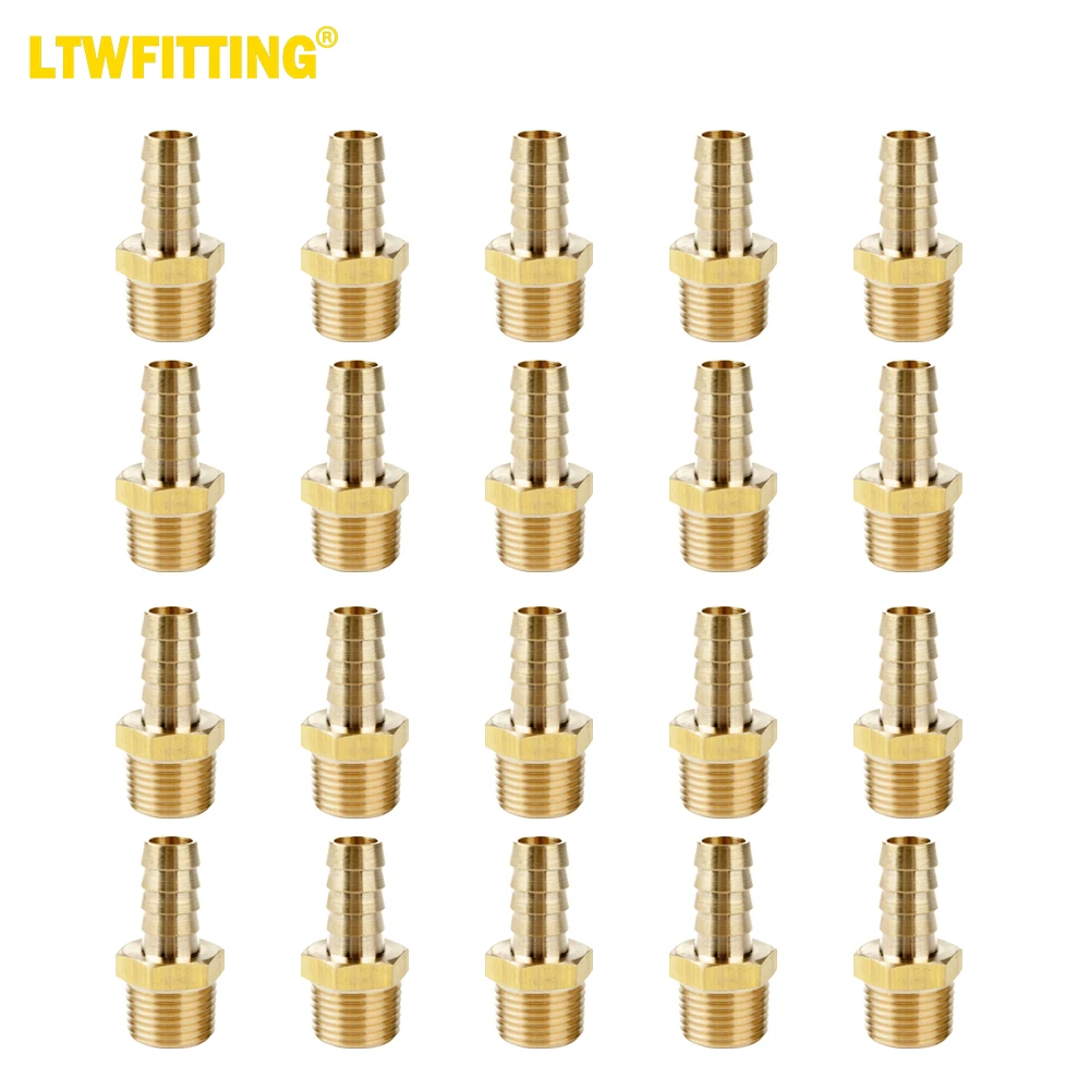 

LTWFITTING Brass Fitting Connector 1/2-Inch Hose Barb x 1/2-Inch NPT Male Fuel Gas Water(Pack of 20)