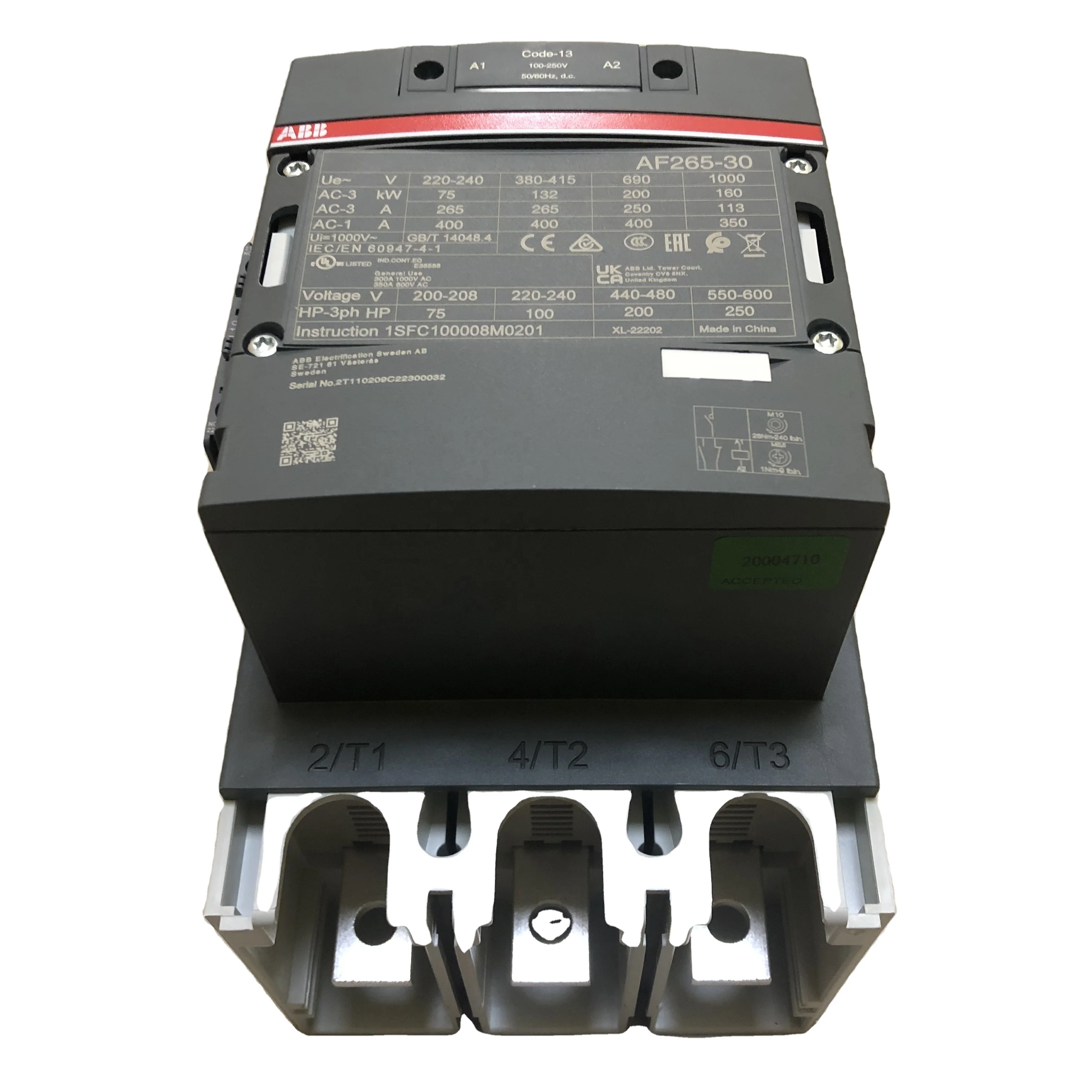 

ABBr High Quality Contactor series AF205-30-11 AF265-30-11