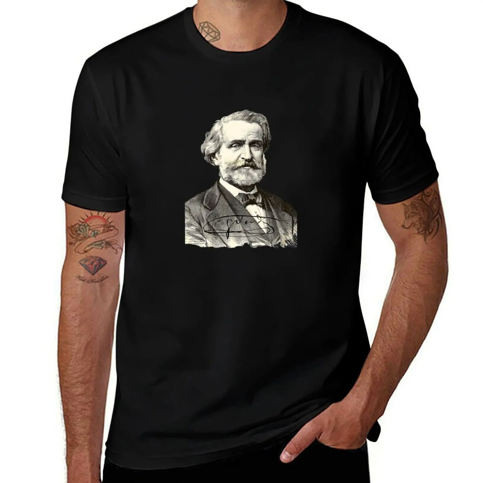 

Opera Composer Giuseppe Verdi with Signature T-Shirt graphic t shirts Luxury man gifts for boyfriend plain mens funny t shirts