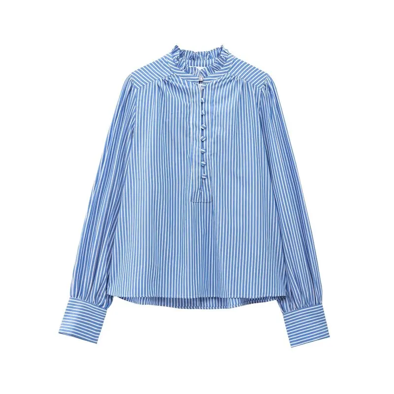 Primavera 2025 Moda Femenina Casual Csa de Aodón de Manga Larga con Cuello Pado Versátil Ajuste Hoado Largo Regular...