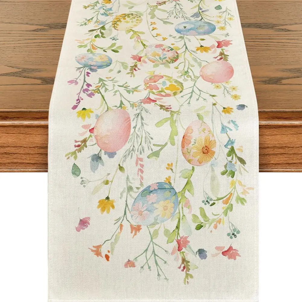 Easter Decor Bunny Linen Table Runner Easter Rabbit Table Runners Wedding Decoration Spring Linen Sweet Table Runner Accessories