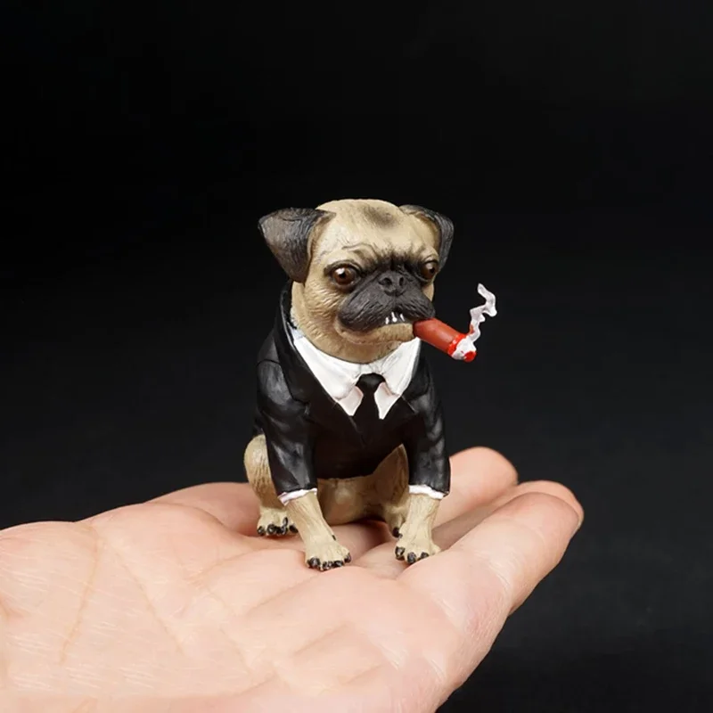 

AS032 1/6 Scale Black Clothes Pug Dog Lovely Animal Models for 12'' Action Figures Scene Accessories Display