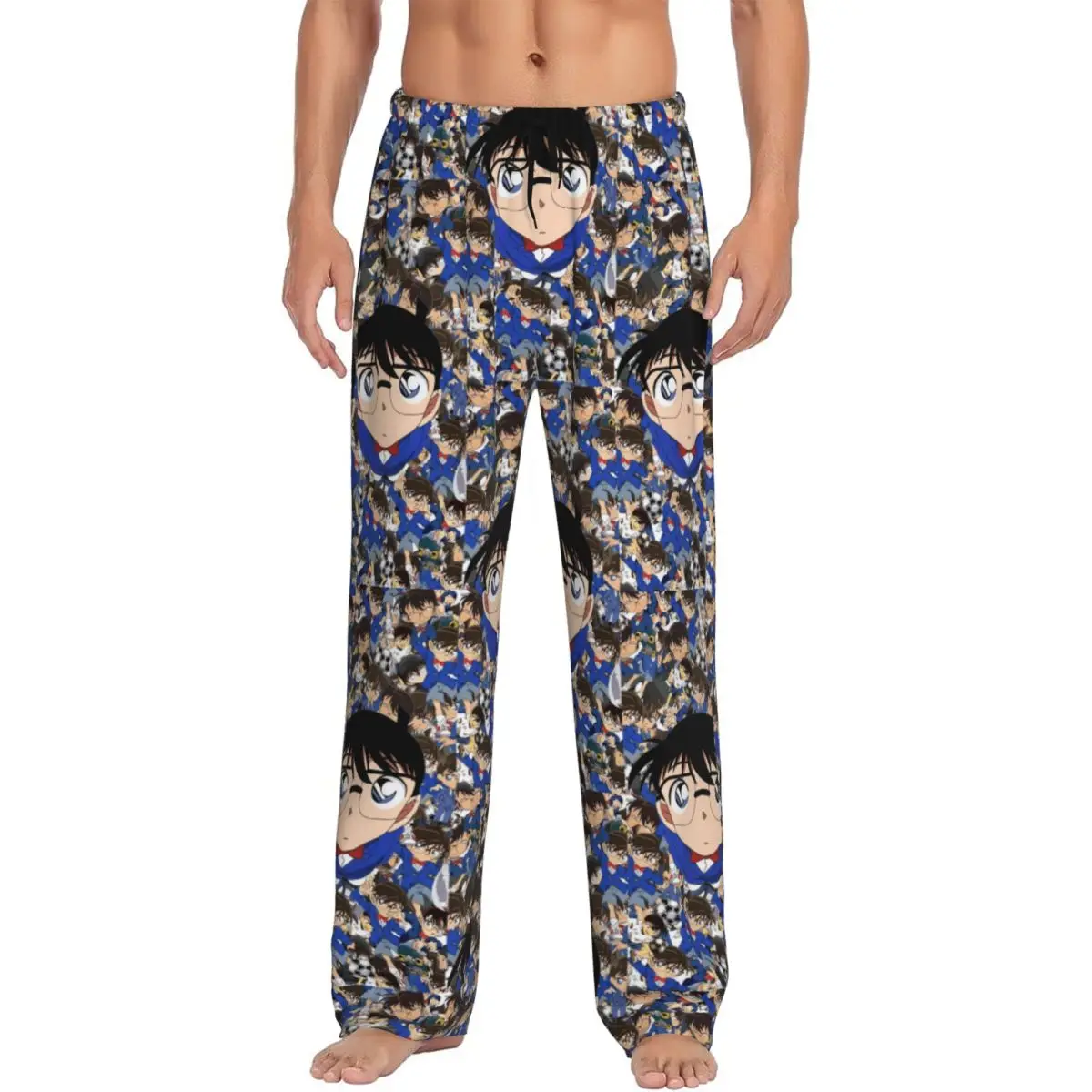 

Custom Funny Detectived Anime Conan Pajama Pants Sleepwear for Men Elastic Waistband Sleep Lounge Bottoms with Pockets