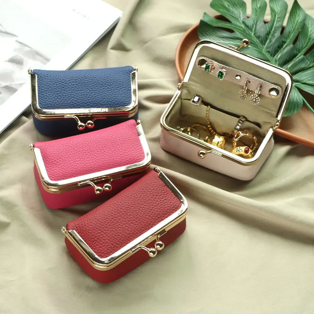 

Шкатулка для украшений из натуральной кожи Royal Bagger, мини-футляр для колец, ожерелий и сережек, кошелек для монет с застежкой Kiss Lock для женских сумок